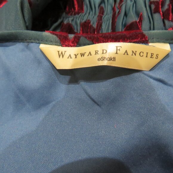 ESHAKTI WAYWARD FANCIES Floral Velvet Burnout Smocked Waist Tiered Dress Evening - Picture 15 of 15